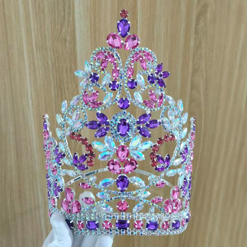 Contoured Band Beauty Large Bridal Crowns High Quality Royal Wedding Crown