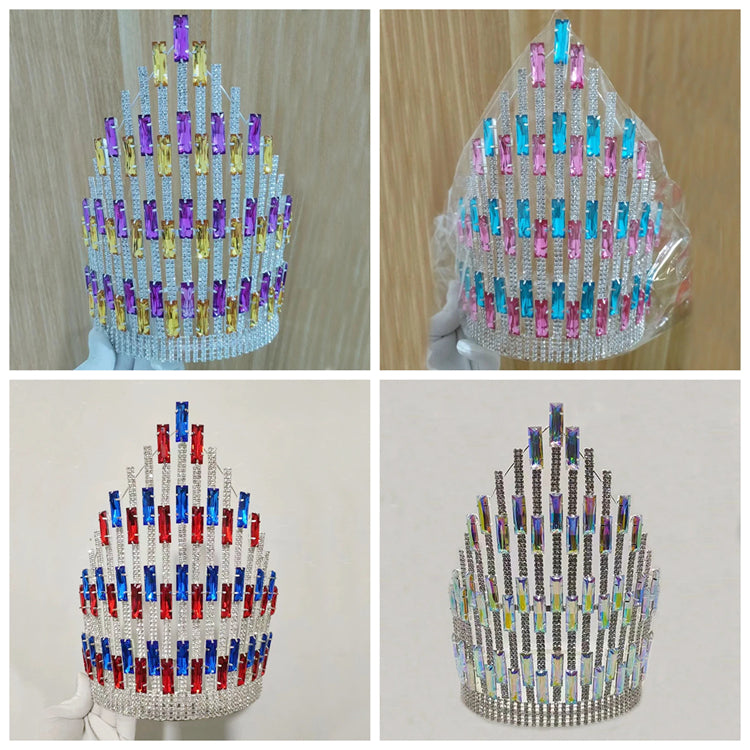 Beauty Queen Tiara Large Tall Miss World Pageant Crowns