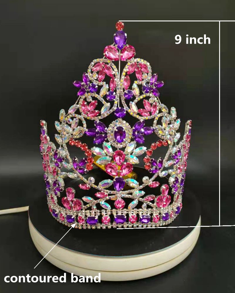 Contoured Band Beauty Large Bridal Crowns High Quality Royal Wedding Crown